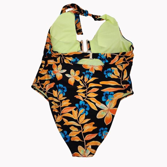 River Island Size 18 Plus Floral One Piece Swimsuit Keyhole Front NWOT - Picture 4 of 9